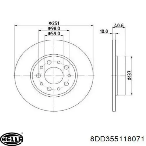 Тормозные диски 8DD355118071 HELLA