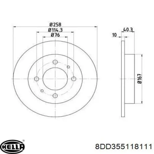 Тормозные диски 8DD355118111 HELLA