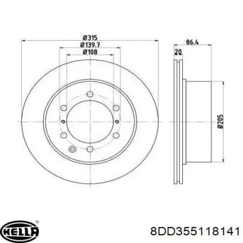 Тормозные диски 8DD355118141 HELLA