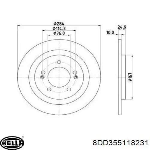 Тормозные диски 8DD355118231 HELLA