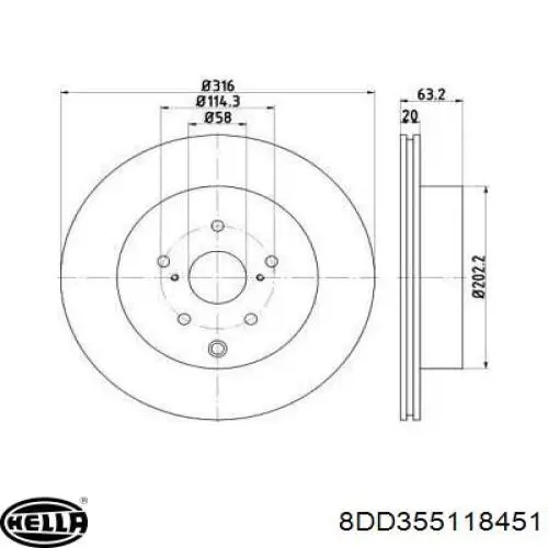 Тормозные диски 8DD355118451 HELLA