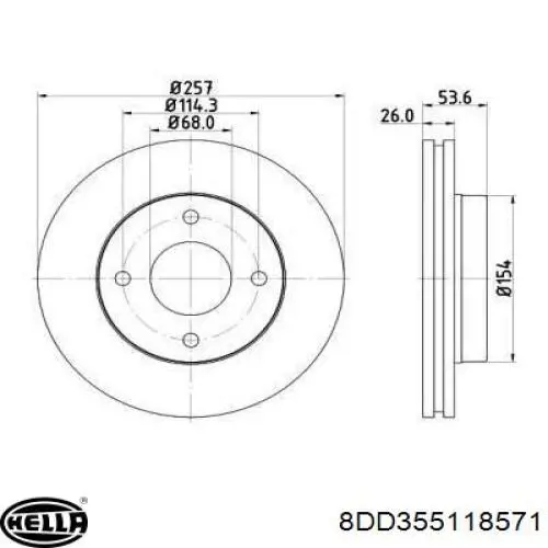 Передние тормозные диски 8DD355118571 HELLA