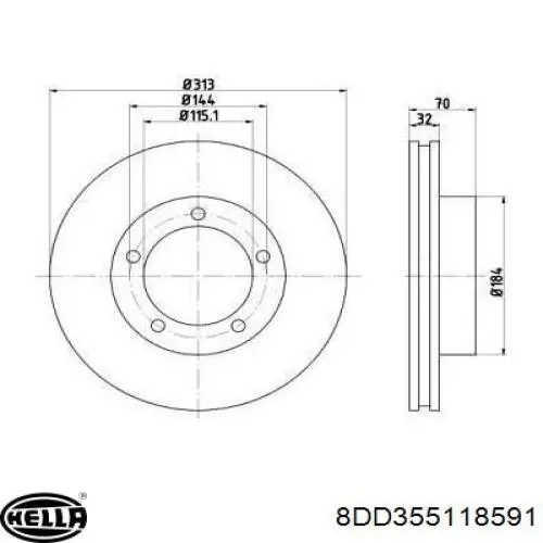 Передние тормозные диски 8DD355118591 HELLA