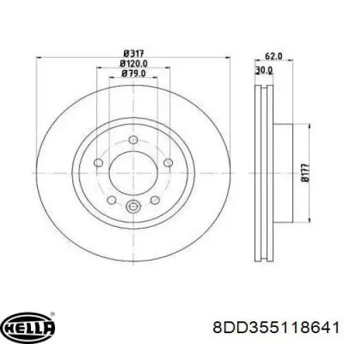 8DD 355 118-641 HELLA диск тормозной передний