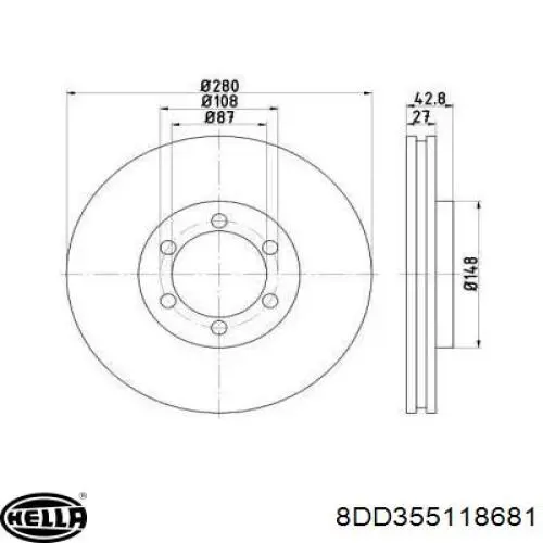 Передние тормозные диски 8DD355118681 HELLA