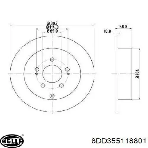 Тормозные диски 8DD355118801 HELLA