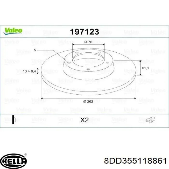 Тормозные диски 8DD355118861 HELLA