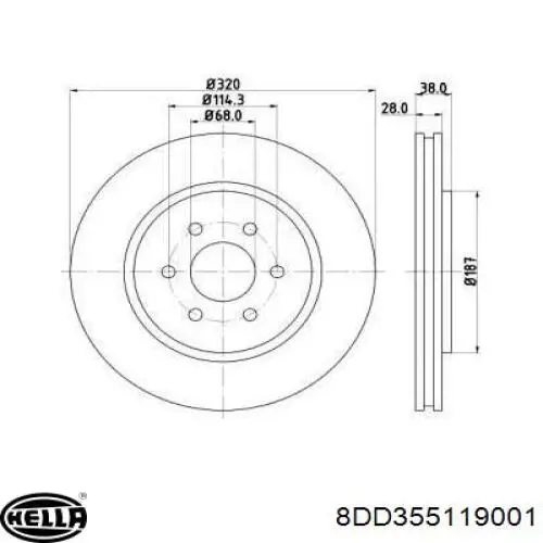 Передние тормозные диски 8DD355119001 HELLA