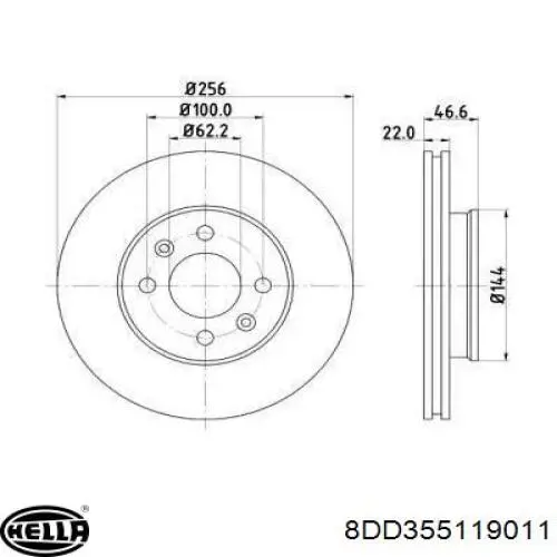 8DD355119011 HELLA диск тормозной передний