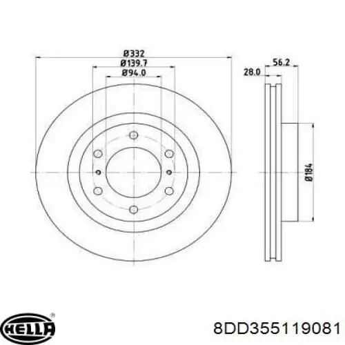 Передние тормозные диски 8DD355119081 HELLA