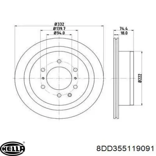 Тормозные диски 8DD355119091 HELLA