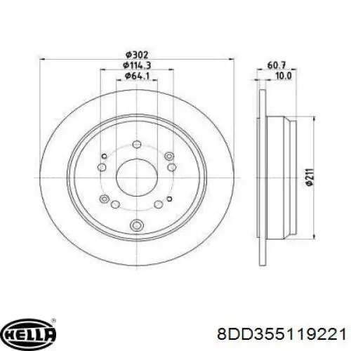 8DD355119-221 HELLA тормозные диски