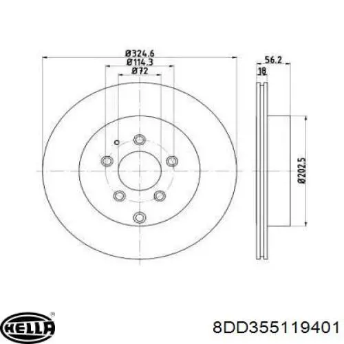 Тормозные диски 8DD355119401 HELLA