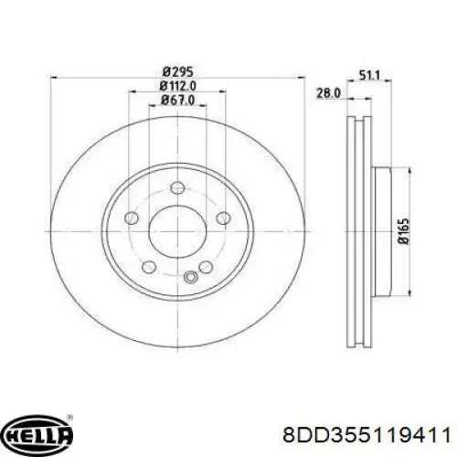 8DD355119411 HELLA disco do freio dianteiro