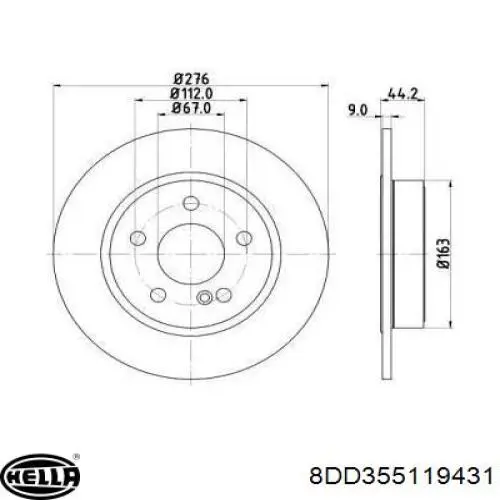 Тормозные диски 8DD355119431 HELLA