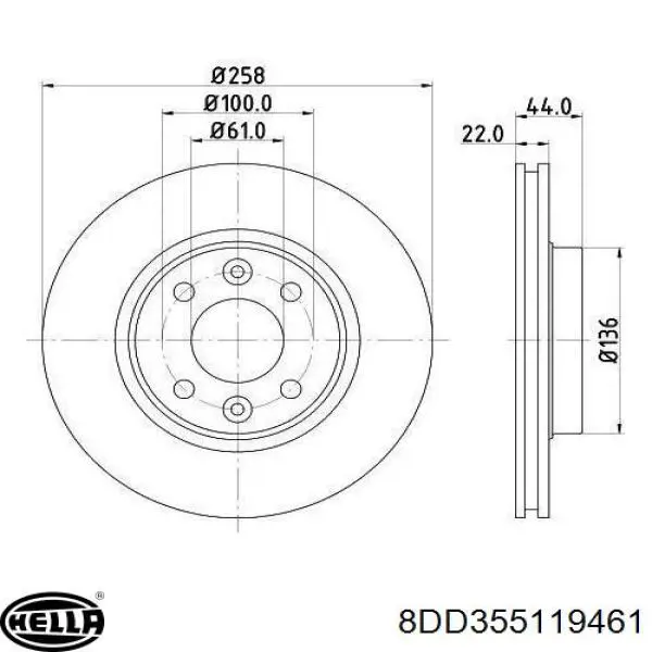 8DD355119461 HELLA диск тормозной передний