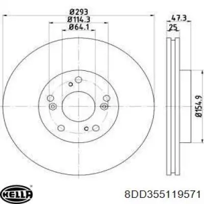 Тормоз дисковый передний HELLA 8DD355119571 цена, от 57.52 USD