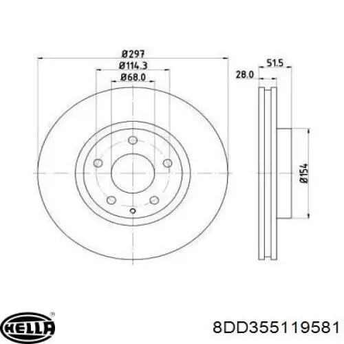 Тормоз дисковый передний HELLA 8DD355119581 цена, от 58.41 USD
