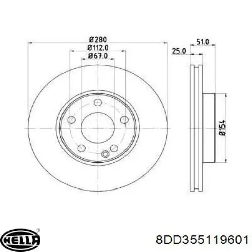 Передние тормозные диски 8DD355119601 HELLA