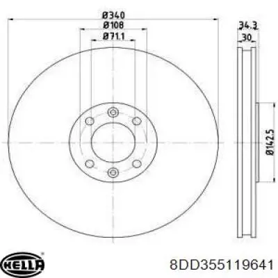 Передние тормозные диски 8DD355119641 HELLA