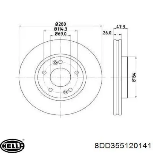 8DD355120-141 HELLA диск тормозной передний