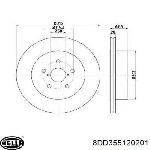 Тормозные диски 8DD355120201 HELLA