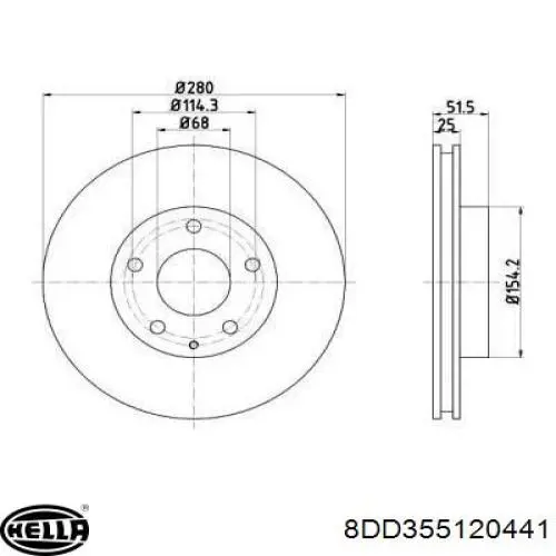 Передние тормозные диски 8DD355120441 HELLA