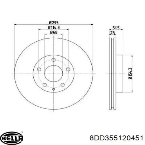 Передние тормозные диски 8DD355120451 HELLA