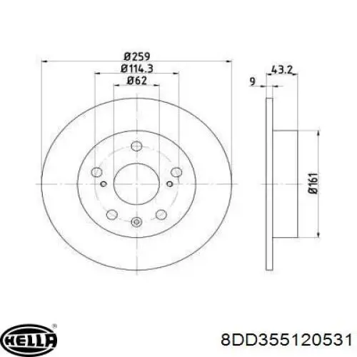 Тормозные диски 8DD355120531 HELLA