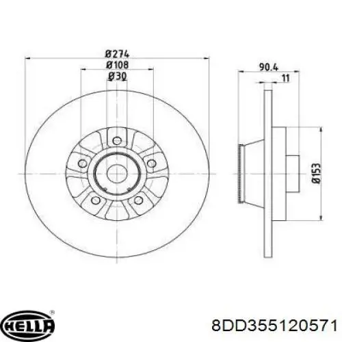 Тормозные диски 8DD355120571 HELLA