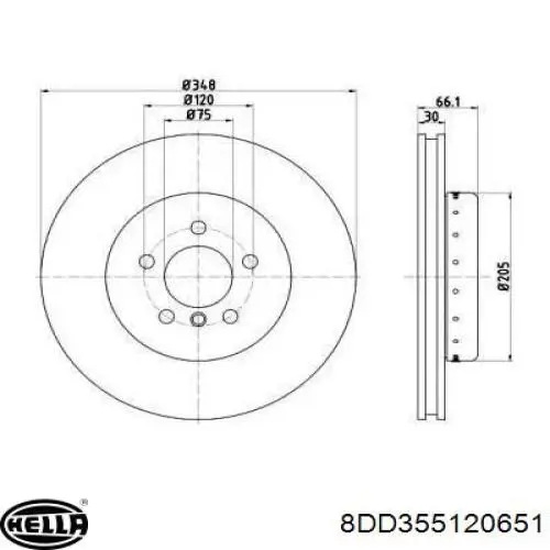 Передние тормозные диски 8DD355120651 HELLA