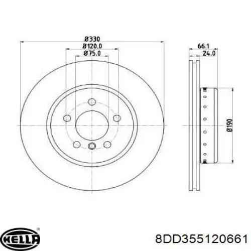 Передние тормозные диски 8DD355120661 HELLA