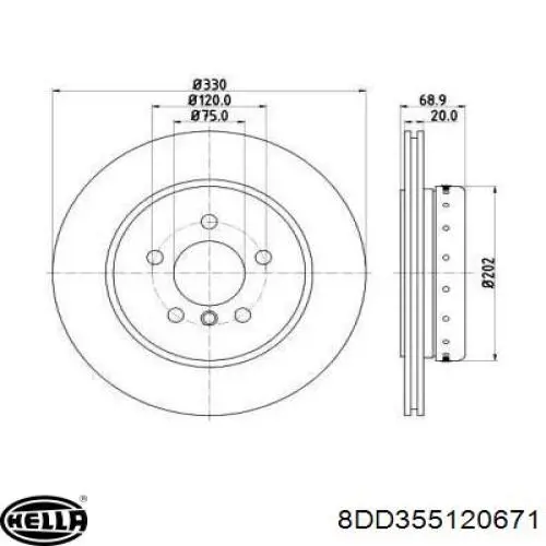 Тормозные диски 8DD355120671 HELLA