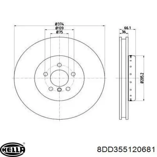 Передние тормозные диски 8DD355120681 HELLA