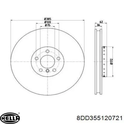 Передние тормозные диски 8DD355120721 HELLA