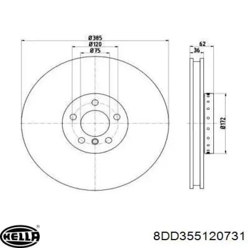 Передние тормозные диски 8DD355120731 HELLA