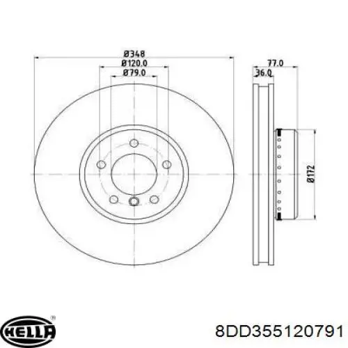 Передние тормозные диски 8DD355120791 HELLA