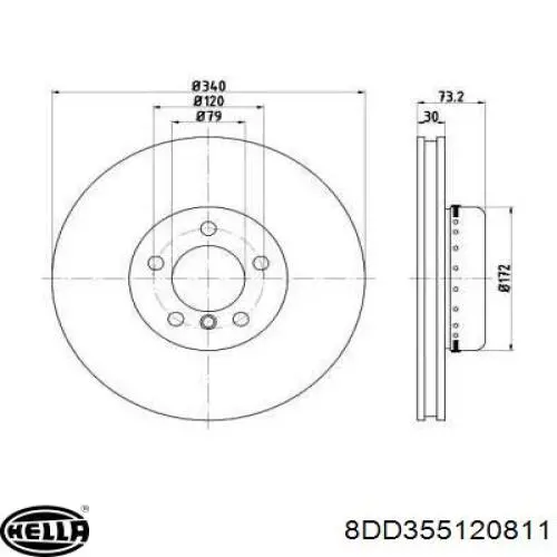 Передние тормозные диски 8DD355120811 HELLA