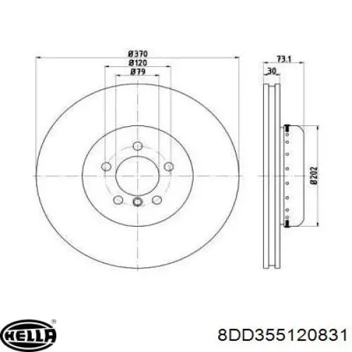 8DD355120831 HELLA disco do freio dianteiro