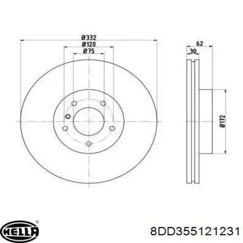 Передние тормозные диски 8DD355121231 HELLA