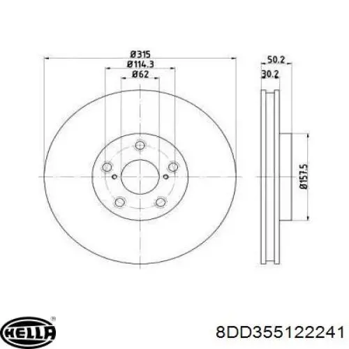 Передние тормозные диски 8DD355122241 HELLA