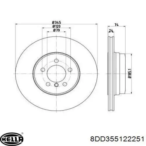 8DD355122251 HELLA disco do freio traseiro