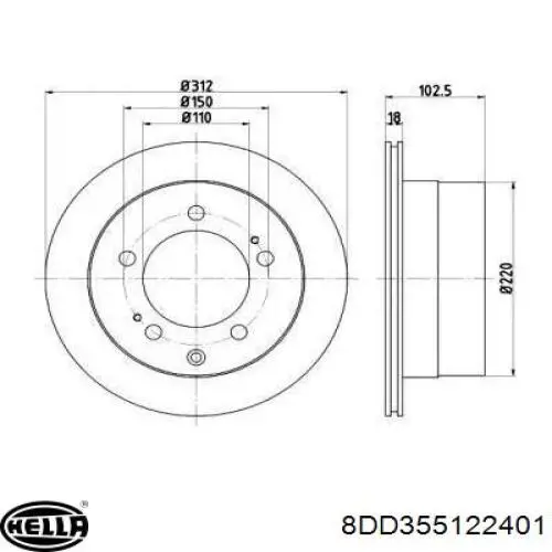 Тормозные диски 8DD355122401 HELLA