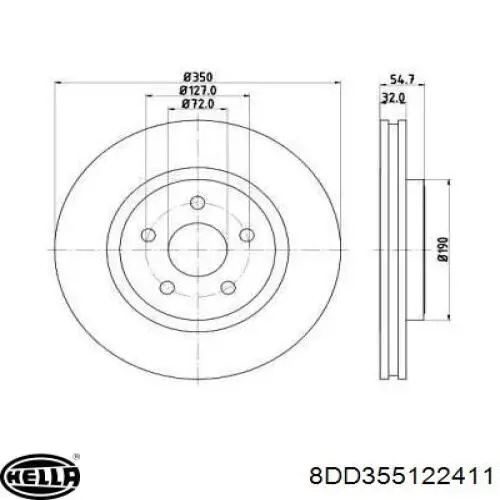 Передние тормозные диски 8DD355122411 HELLA