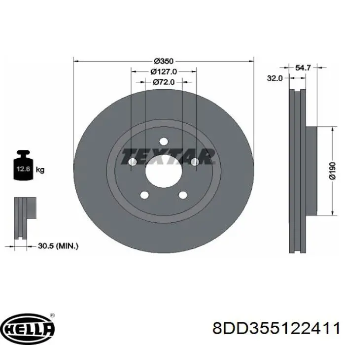 Купить 8DD355122411 HELLA Ротор тормозной