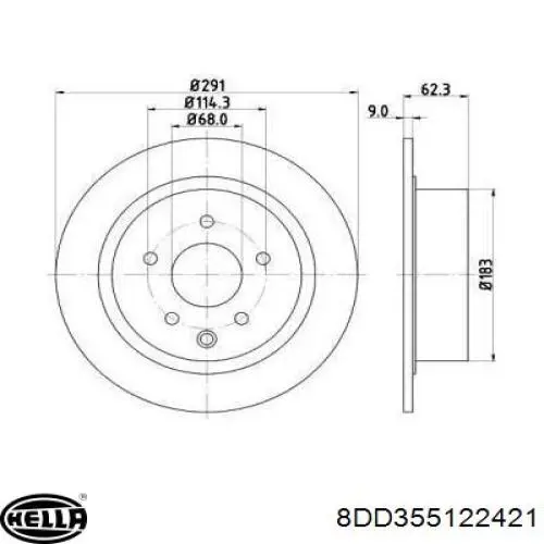 Тормозные диски 8DD355122421 HELLA