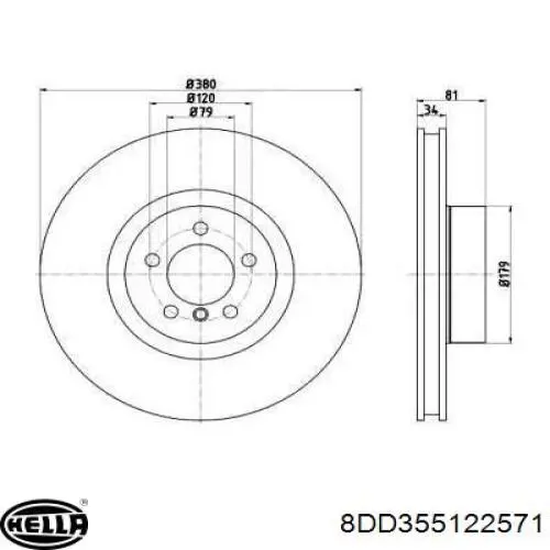 Передние тормозные диски 8DD355122571 HELLA