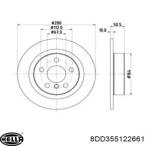 8DD355122661 HELLA disco do freio traseiro