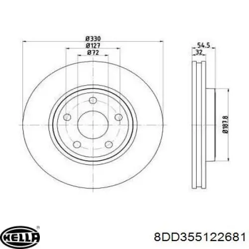 Передние тормозные диски 8DD355122681 HELLA