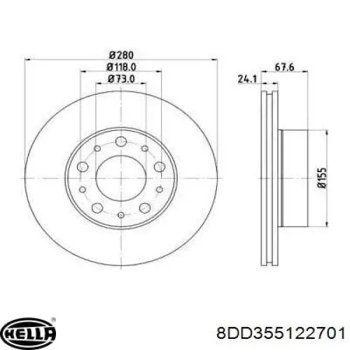 Передние тормозные диски 8DD355122701 HELLA